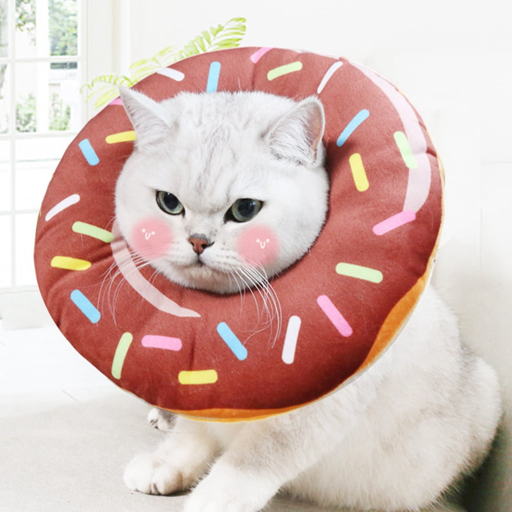 Adjustable Cat Recovery Collar, Cute Cat Donut Collar, Soft Cone