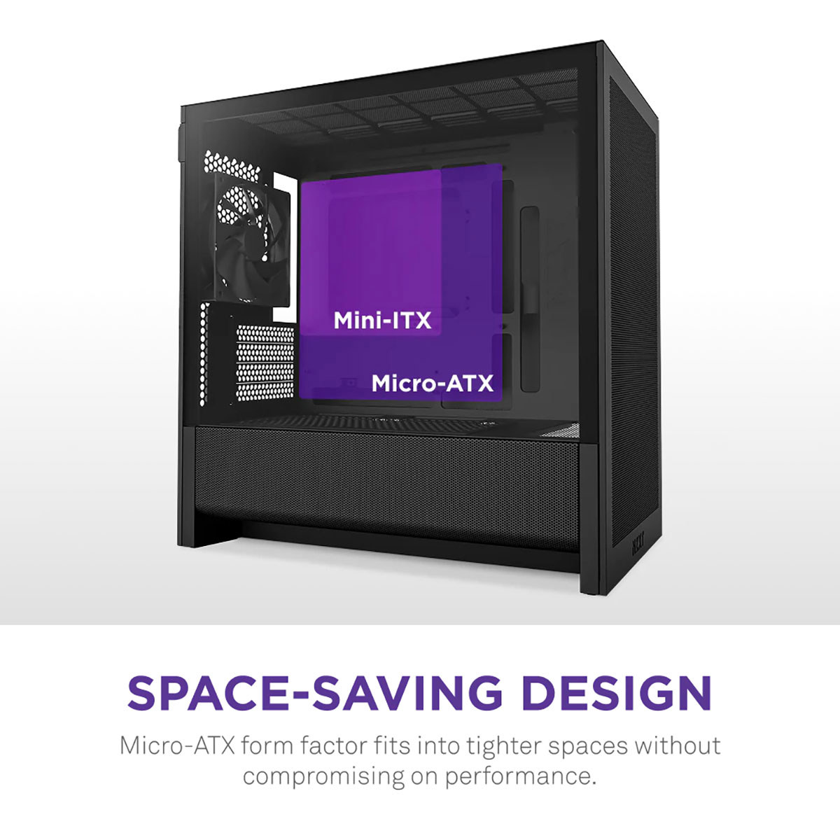 NZXT CCH31FB01 H3 Flow Micro ATX PC Case Black Tinted Glass