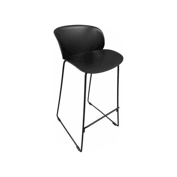 Pangea Home Cal 29.5" Modern Plastic Barstool in Black (Set of 2)