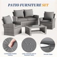 thumbnail image 4 of ELPOSUN Wicker Patio Furniture Set, 4 Piece Outdoor Sectional Conversation Sets, Gray PE Rattan Patio Sofa Set for Balcony, Porch, Backyard, Grey, 4 of 6