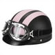 thumbnail image 1 of Casco de moto retro de cuero con gafas, 1 of 3