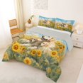 thumbnail image 3 of Manfei Golden Retriever Dog Full Size Comforter Sets, Farm Sunflower Bedding Comforter Set, Blue Yellow, Gray Reversible, 3-Piece, 1 Comforter and 2 Pillowcases, 3 of 7