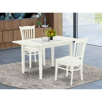 East West Furniture Norfolk 3-piece Wood Dining Table and Chairs in Linen White