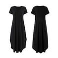 thumbnail image 5 of LAVA Womens Maxi Dresses with Pockets V Neck Short Sleeve Casual Dress Split Long Loose Summer Dresses (Black, XL), 5 of 10