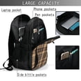 thumbnail image 4 of Easygdp khaki coffee plaid Mochila para Laptop de Viaje con Puerto USB, Mochila para Laptop con Puerto de Carga USB para Mujeres y Hombres, 4 of 7