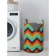 thumbnail image 3 of Chevron Laundry Bag, Vintage Zigzag Pattern Royal Jagged Regular Limitless Simple Traces Art Work, Hamper Basket with Handles Drawstring Closure for Laundromats, 13" x 19", Multicolor, by Ambesonne, 3 of 4