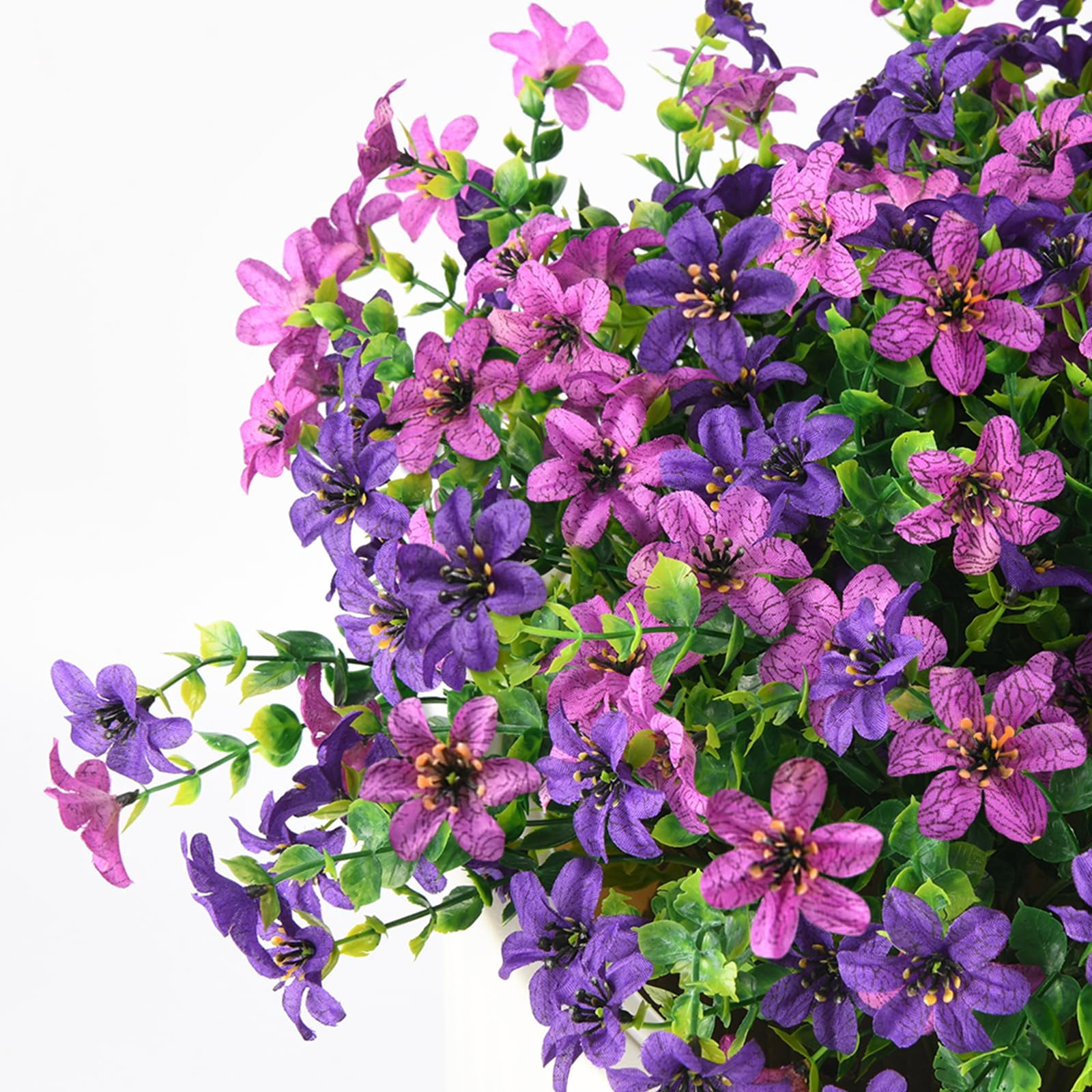 Artificial Flowers for Outdoors, 12 Bundles Multicolor Faux Silk Flower Spring Summer Decoration