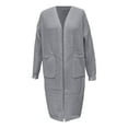thumbnail image 4 of ZHOUCHANKIDS Women Cardigan Sweaters Long Sleeve Open Front Knit Long Coat Duster Cozy Fall Winter Outfits with Pockets Light Gray XL, 4 of 4