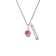 thumbnail image 2 of Delight Jewelry Silvertone Hot Pink Giraffe Print Spinner Silvertone Courage Strength Wisdom Honesty Bar Charm Necklace, 23", 2 of 4