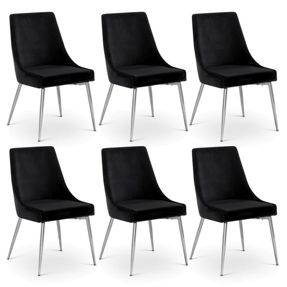 Meridian Furniture Karina Black Velvet Dining Chair (Set of 6)