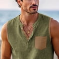 thumbnail image 6 of Lmueinov Mens Linen Henley Tank Top, Sleeveless Summer Beach Shirts Cotton Linen Vest, Lightweight Relaxed Fit, S-2XL, 6 of 6
