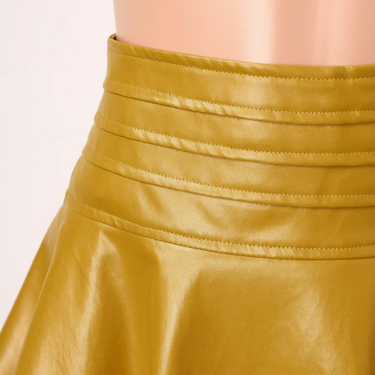 Pleated leather skirt yellow cheap