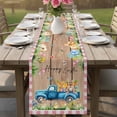 thumbnail image 4 of Pink Plaid Easter Table Runner - 70 Inch Long Blue Truck Spring Floral Bunny Wooden Cotton and Linen Blended Dress Scarves Farmhouse Table Runner for Kitchen Dining, Coffee Table, 13" x 70", 4 of 8
