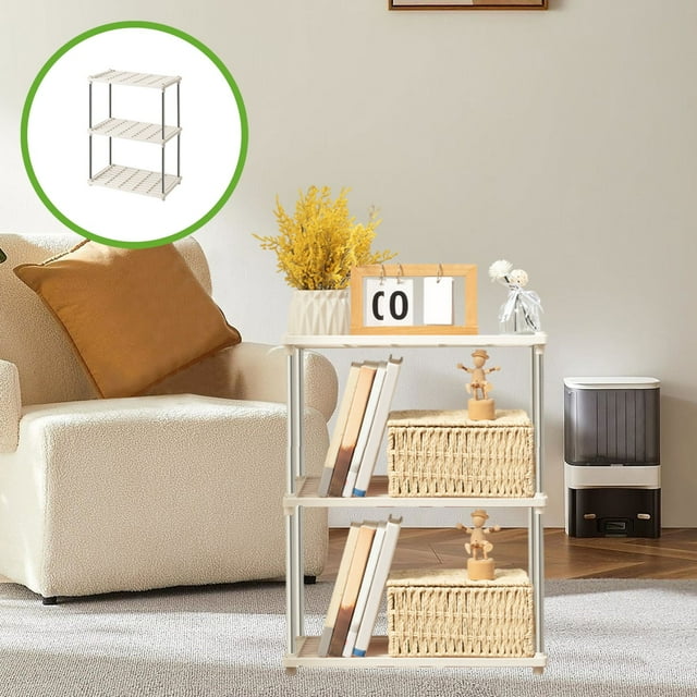 DPTALR Living 4 Shelf Shelf Ventilated Light Duty Storage Home Organizer With AShelves Basement White