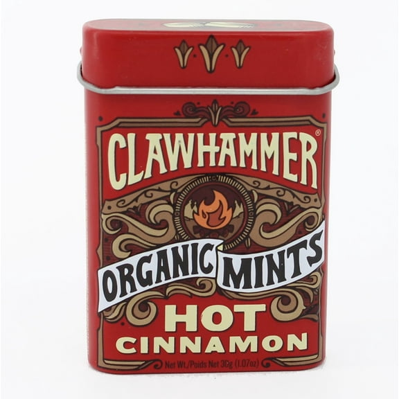 Clawhammer Hot Cinnamon Organic Mints, Contains No Priority Allergens, 1.07 oz.