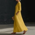 thumbnail image 5 of Uscallm Women's V Neck 3/4 Sleeve Button Down Maxi Dresses Flowy Boho Casual Loose Long Travel Beach Sundresses, Yellow L, 5 of 6
