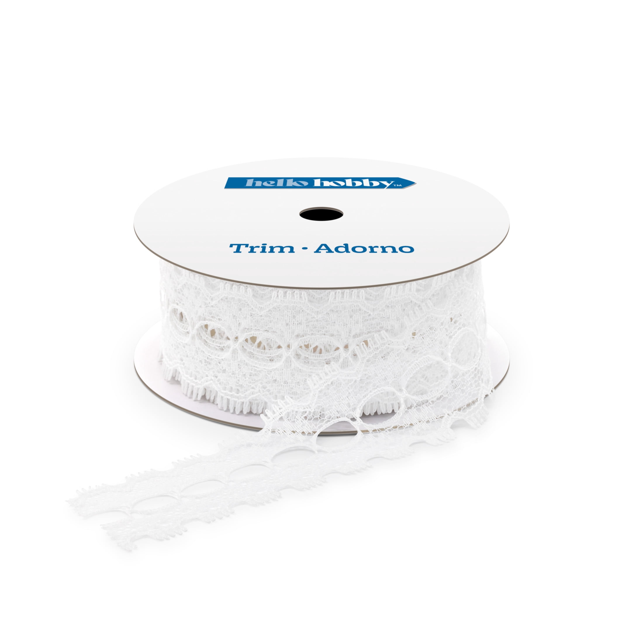 Hello Hobby White Open Center Lace Sewing Trim, 1-1/4 Inch x 2 Yard