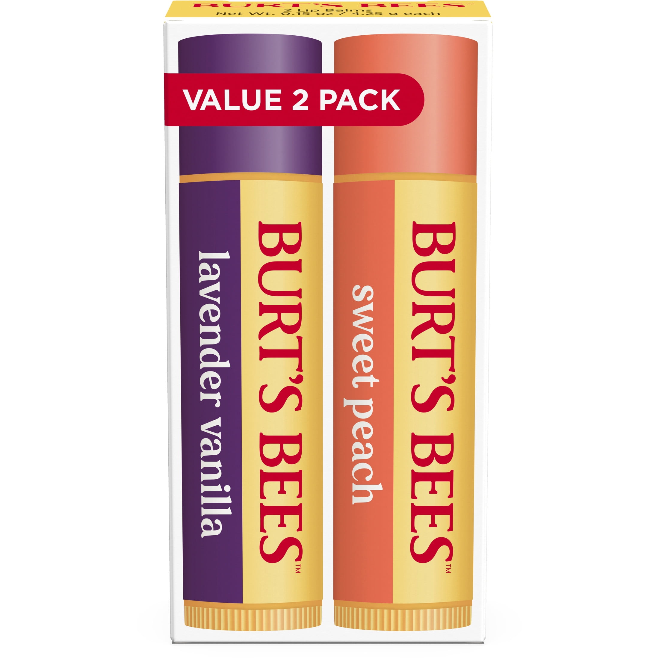 Burt's Bees Moisturizing Lip Balm Value 2 Pack, Lavender Vanilla