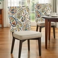 thumbnail image 3 of Blue Green Flower Dining Chair Back Cover Only, Watercolor Abstract Paisley Bohemia Texture Set of 8 Chair Back Covers, Removable Washable for Dining Room, Banquet & Holiday Decoration, 3 of 9