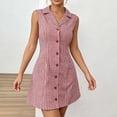 thumbnail image 5 of Guluxicc Women's Gingham Shirt Dress Sleeveless Collared Back Tie High Waist A-Line Mini Dress for Summer, 5 of 8