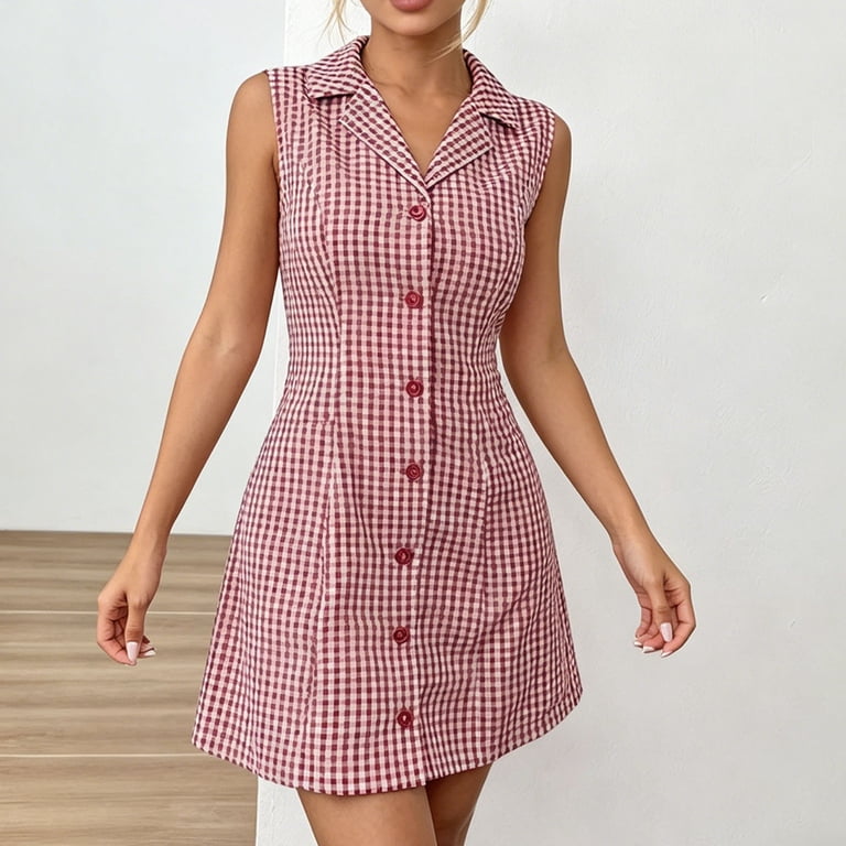 plaid shirt dress sleeveless Women's Purely Hers Sleeveless Plaid Mini Dress in Rust Plaid