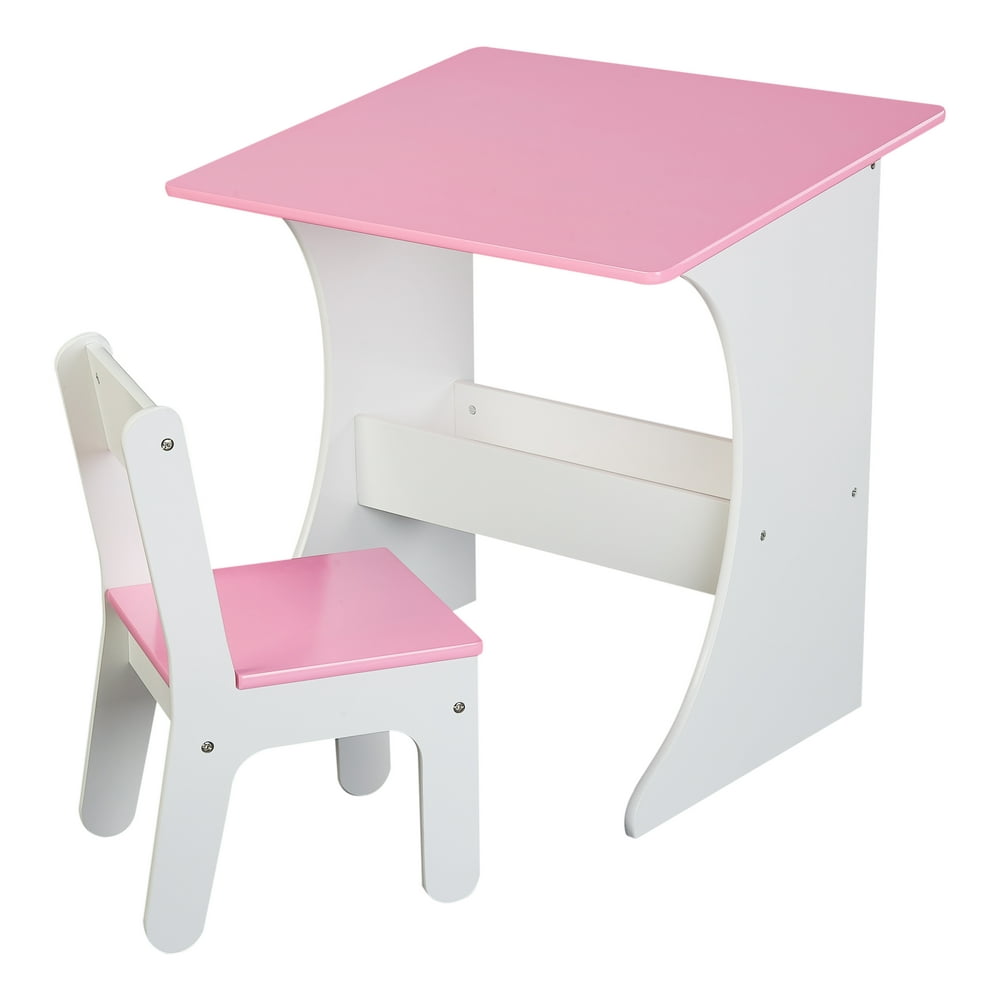 Senda Kids Writing Desk and Chair with Storage Bin, Pink