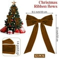 thumbnail image 2 of Christmas Tree Velvet Bows 12 Pack Double Layer Brown Holiday Decorations for Tree and Home Festive Ornament, 2 of 7