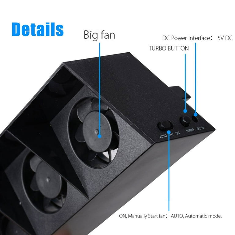 PS4 Turbo Cooling Fan - ElecGear External USB Cooler with Auto