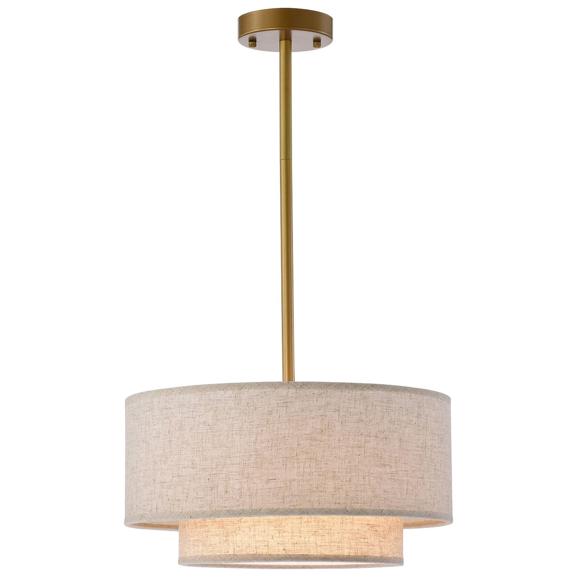 Warehouse of Tiffany Alena Matte Gold 3-Light Two-Tier Fabric Drum Shade Chandelier