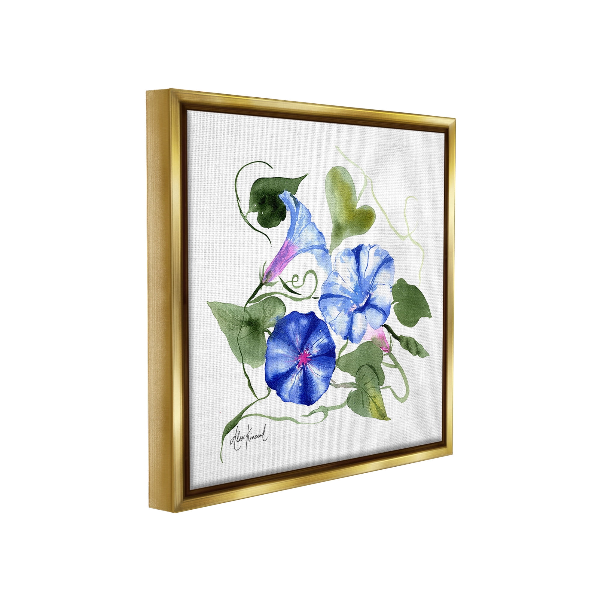Stupell Industries Minimal Morning Glories Botanical & Floral Painting Gold Floater Framed Canvas Art Print Wall Art, 25 x 25