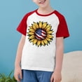 thumbnail image 2 of CFLVAEK T-Shirts Enfants 4 Juillet Filles Garçons Drapeau Américain Tournesol Graphiques Décontractés Manches Courtes Raglan Col Rond 11 Ans, 2 of 8