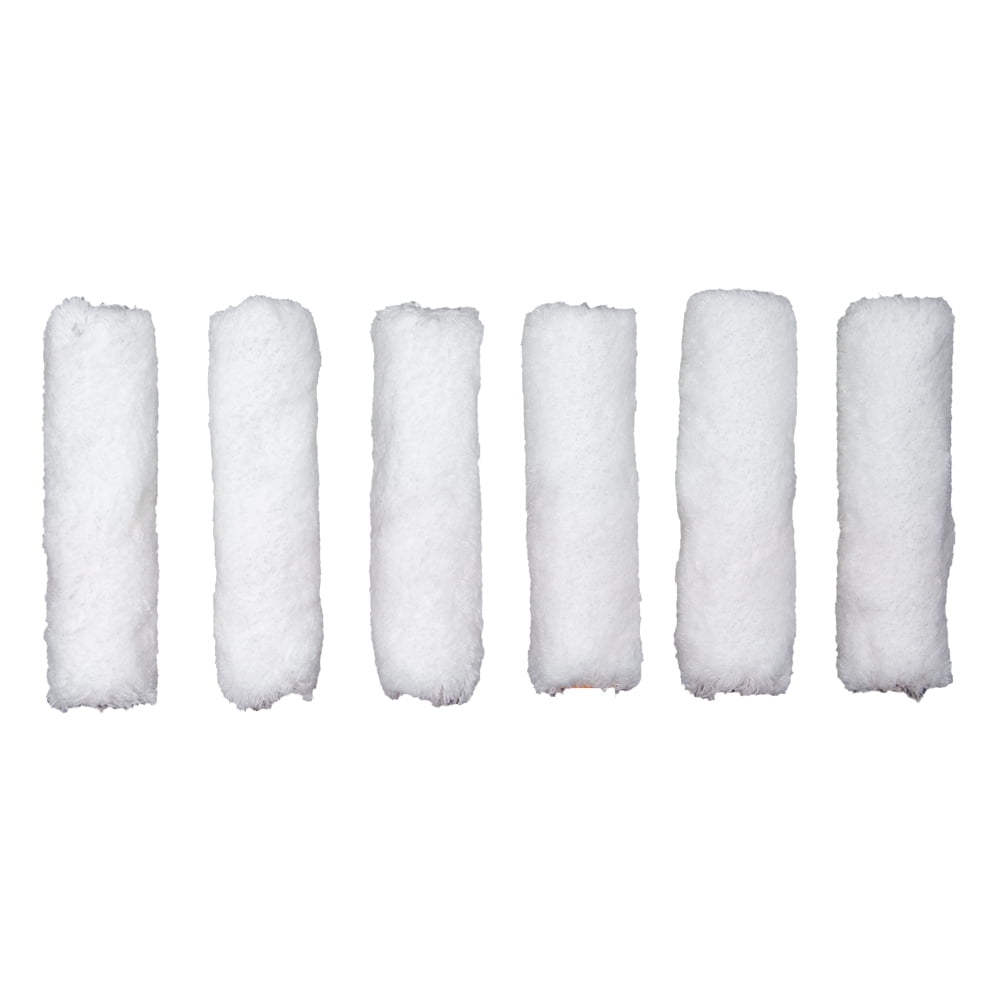 WHIZZ 4" Microfiber Multi-Surface Mini Paint Roller Refills, 6-Pack, 3/8-Inch Nap, Ideal for Interior Use