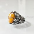 thumbnail image 2 of Bumblebee Jasper Mans Ring, Natural Bumblebee Jasper, Silver Jewelry, 925 Silver Ring, Birthday Gift, Heavy Mens Ring, Arabic Design, Ottoman Style Ring, Christmas, Turkey Mens Signet Ring, 2 of 7