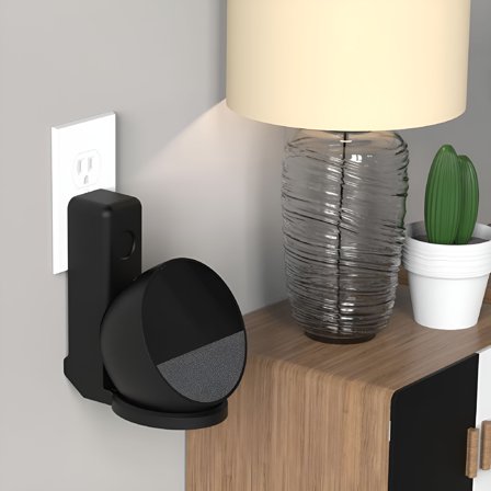 LAMIRO No Drill Wall Mount for Echo Spot 2024: Sleek Design & Cable Storage Solution! Black