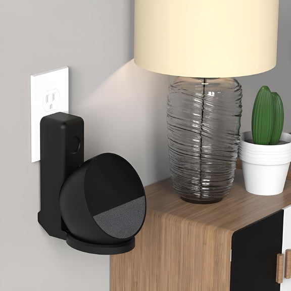 LAMIRO No Drill Wall Mount for Echo Spot 2024: Sleek Design & Cable Storage Solution! Black
