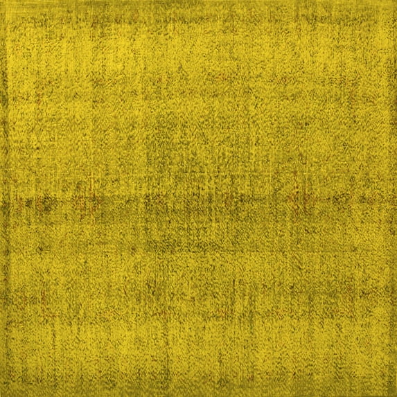 Ahgly Company Machine Washable Indoor Square Persian Yellow Traditional Area Rugs, 8' Square