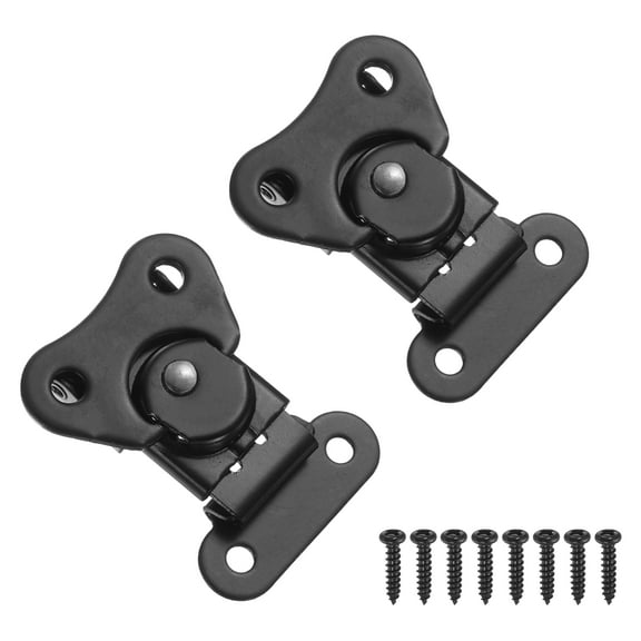 1.97x1.5" Spring Loaded Butterfly Twist Latch, 2Pcs Steel Twist Latch & Keeper Black