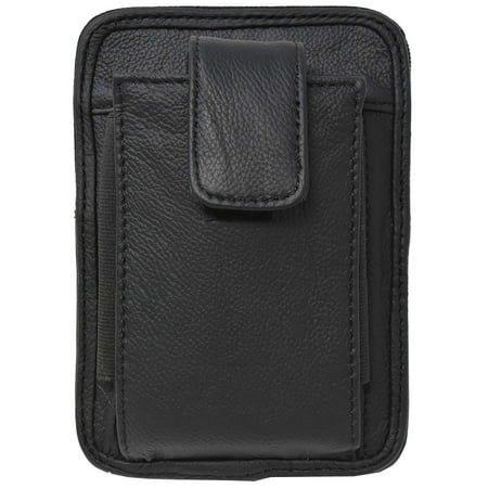 Garrison Grip Black Leather Unisex OWB CCW Cell Phone Belt Pack for Medium to Small Semi Automatics up to Glock 43, Ruger LC9, SCCY CPX1, CPX2, CPX3, and (Best Glock Grip Sleeve)