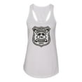 thumbnail image 2 of Burt Macklin Parks and Recreation Pop Ladies Racerback Tank Top, White, Medium, 2 of 3