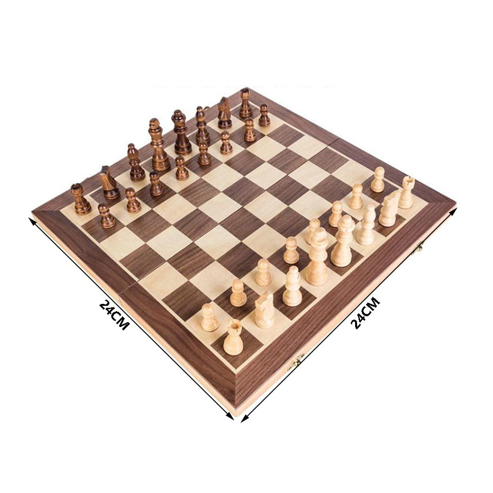 1 Set Kids Chess Set Wooden Folding Magnetic Educational Learning Chess Game Set 