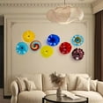 thumbnail image 5 of Longree 1PC Modern Hand Blown Gass Wall Art Platter, 12 Inch Diameter, Brown Accent, 5 of 8