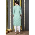 thumbnail image 4 of DWEEP SARA Kurta Droit pour Femmes en Mélange de Coton Vert Mer à Imprimé Bandhani – Tunique Indienne Traditionnelle / Manches 3/4 / Tenue Festive et Décontractée, TP/34, 4 of 9