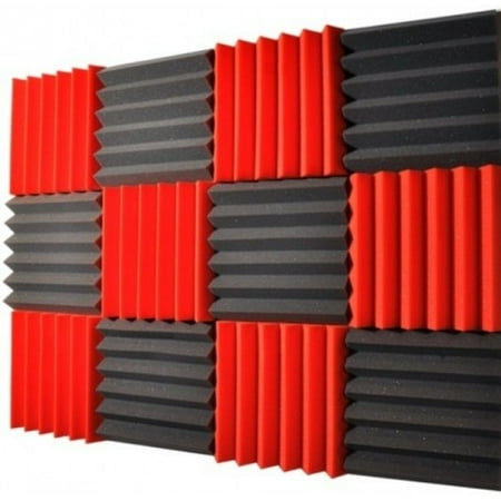 Studiofoam Acoustic Wedge - 2x12x12-12PK RED/CHARCOAL Acoustic Wedge Soundproofing Studio Foam Tiles