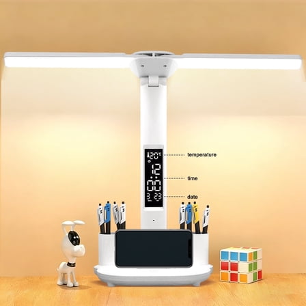 2025 Cute Desk Lamps for Home Office,Adjustable Eye Protection Modern LED Desk for College Dormitory,Bedside,Office,3 Mode,Night Light for Bedroom