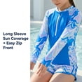 thumbnail image 3 of Long Sleeve Full Coverage Rash Guard Swimsuit with Front Zipper Sun Protection Swimwear Bathing Suit for Girls Size 9Y, 3 of 10
