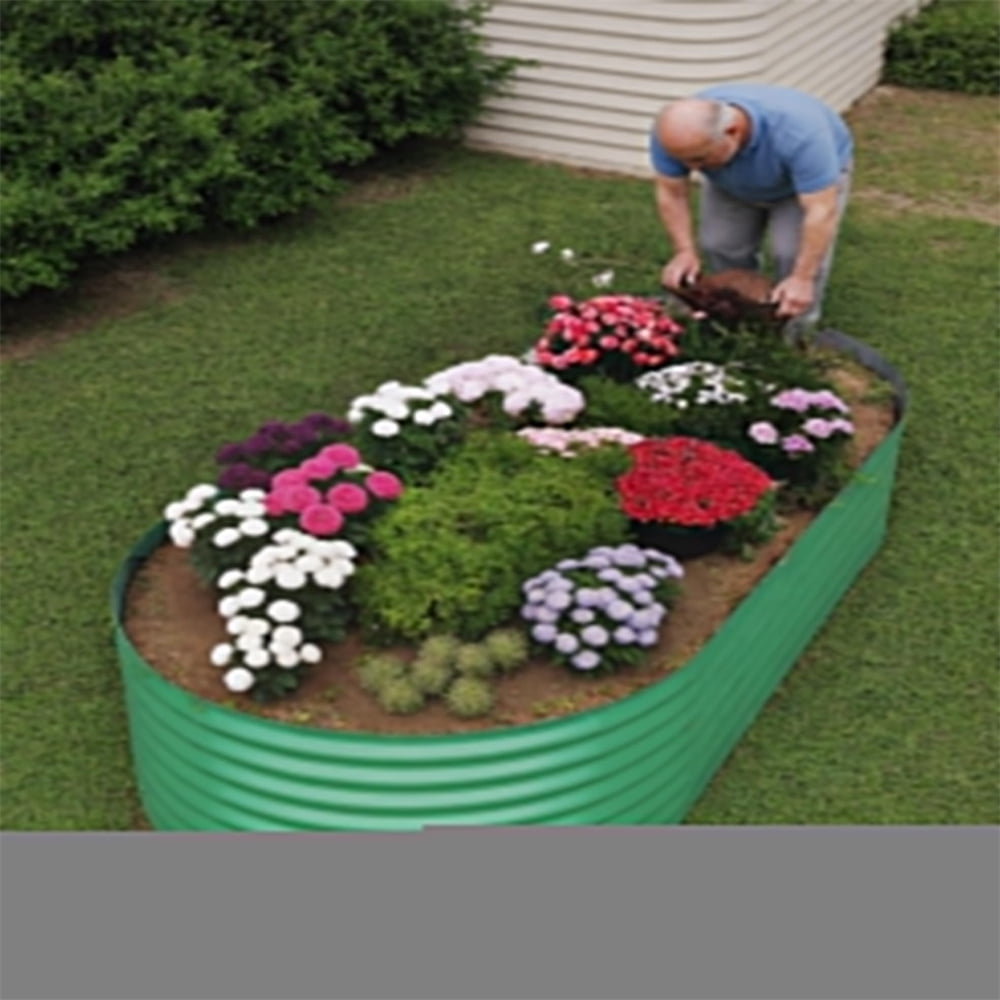Galvanized Steel Raised Garden Bed - Heavy-Duty Oval Planter Box for Vegetables/Herbs/Flowers, Corrosion-Resistant Outdoor Gardening Kit with Quick Assembly (Backyard/Patio)