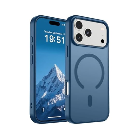 ZHU997 Magnetic for iPhone 17 Pro Max Case (Compatible with MagSafe)(Military Grade Drop Protection) Translucent Matte Shockproof with Anti-Fingerprint Phone Cover 2025,Deep Blue