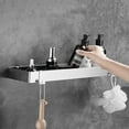 thumbnail image 4 of Estante de ducha de baño, estante de ducha de acero inoxidable, organizador de pared, estantes flotantes con 2 ganchos, 4 of 8