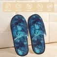 thumbnail image 2 of Slippers for Women, shiny star navyblue wave Womens Slippers Fuzzy Winter House Shoes, Soft Anti-Skid Slippers Indoor and Outdoor, 2 of 7