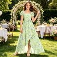 thumbnail image 2 of FYDUU Flower Girl Dress Summer Girls Flutter Sleeve Floral Dresses Elegant Flowy Ruffle Long Dress Stysligh Party A-Line Sundress 7-8 Years, 2 of 4
